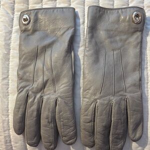 Coach leather gloves. Taupe. Size small.